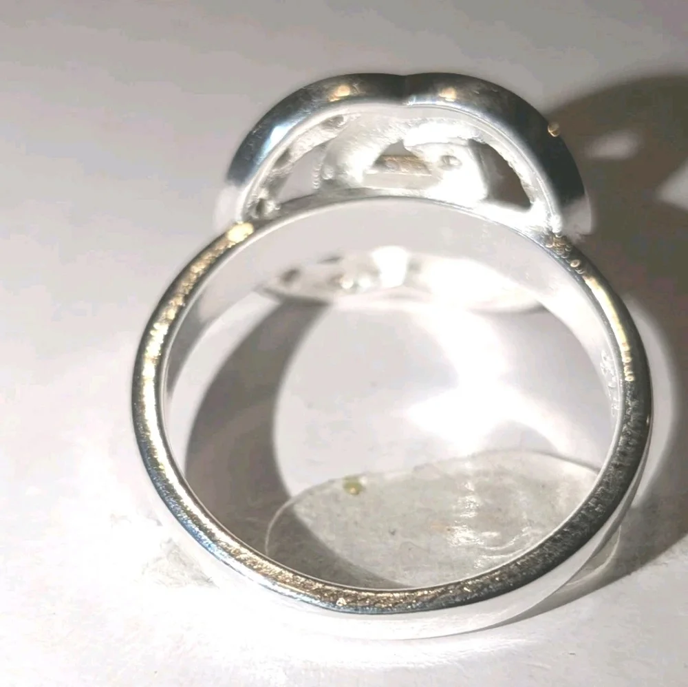 High Quality Women's CIRCLES Belt Buckle SIGNATURE Zirconia 925 Silver Ring Sz 8
